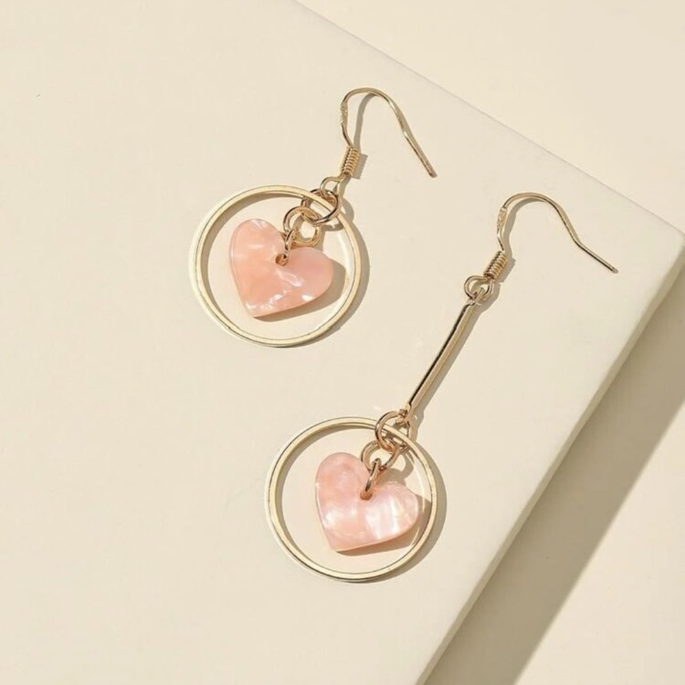 Heart Detail Ring Drop Earrings
